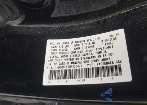 2017 Honda Accord Sport z USA, uszkodzony, nr VIN 1HGCR2F50HA030477